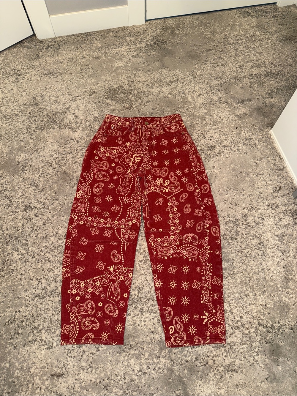 Women’s Red Bandana Print Jeans